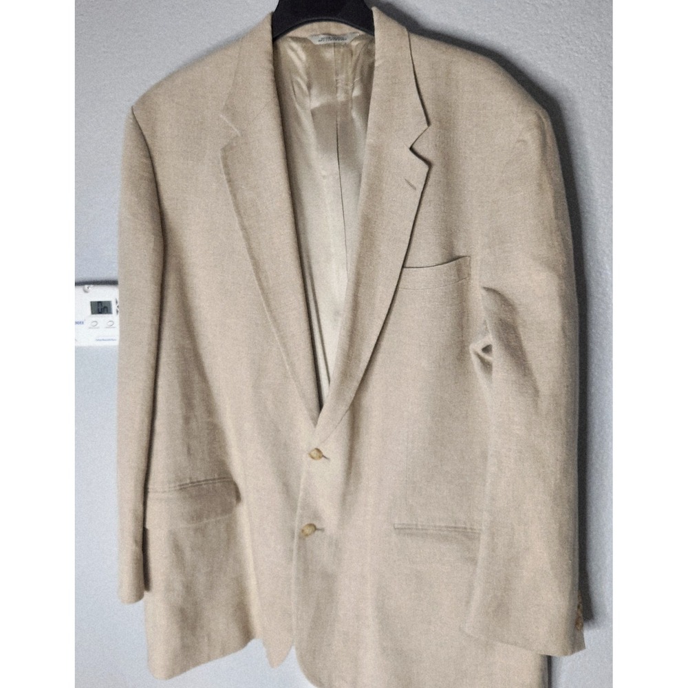 Vtg AKA Eddie Bauer Mens Linen Sports Coat 50L Ivory 2 Button Made In USA